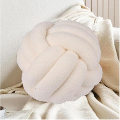 Knot Cushion, Ball Cushion, Lambswool Knot Cushion, Ultra Soft Cushion Knot Handmade, Home Decoration, Sofa, Bed Cushion Decoration, Car, Office, Decoration Aesthetic (Beige/20 cm)