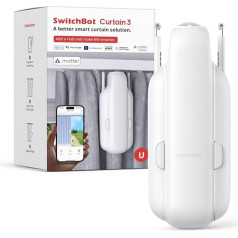 SwitchBot Smart Automatic Curtain Opener - Bluetooth Remote Control with App/Timer, Upgraded High Performance Motor, Compatible with Alexa, Google Home (SwitchBot Hub Required) (Curtain 3, U Rail)