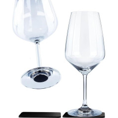 Silwy® Magnetic Glasses, Fine Crystal Glasses with Perfectly Integrated Magnet and Metallic Nano Coasters (Wine Bordeaux)