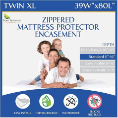 Double Extra Long Mattress Protector with Zipper, Waterproof, Hypoallergenic, Premium Quality, Dust Allergy Protection