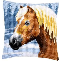 Vervaco Cross Stitch Cushion Kit: Horse & Snow, NA, 40 x 40cm