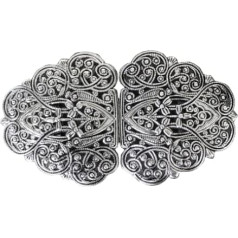 Hartmann-Knöpfe Silver Traditional Aprons Dirndl Buckle Clasp Metal for Sewing 90 mm x 50 mm (Pack of 1), silver
