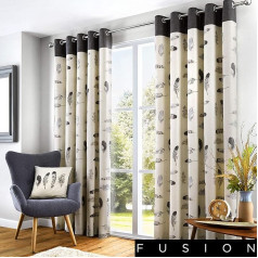 Fusion - Idaho - 100% Cotton Ready Made Eyelet Curtains - 46