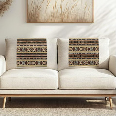 NETILGEN Sofa-Schonbezüge, Aztekenmuster, geometrisch, Braun, Kopfstützenbezüge, 2 Stück, Sofaschoner, Möbelschutz