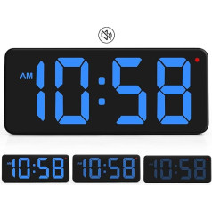 SZELAM LED Wall Clock Digital Clock, Large Digital Wall Clock, Table Clock, Large Number Display with Adapter & Fold-Out Table Stand, Automatic Light Control, 12/24 H, (L) 215 x (W) 85 x (H) 20 mm,