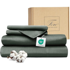 Ferò Bettwäsche-Set, Bettlaken für französisches Bett, luxuriöse Baumwolle, 4-teilig, Seidenprotein, Spannbettlaken 140 x 200 cm, 2 Kissenbezüge 50 x 80 cm, italienisches Design, Baumwollsatin 300 TC
