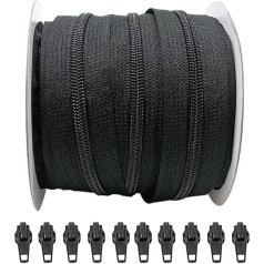 5 Meters / Roll Full Length Nylon #3 Zipper with 10 Automatic Metal Sliders, Zipper for Clothing, Fabric, Sewing, Crafts, 3 (5m, 332)