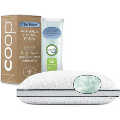 Coop Home Goods The Eden Pillow - Ultra Tech Cover With Gusset - Adjustable Fill Features Cooling And Hypoallergenic Gel And Diamond Dust Infused Memory Foam With Fiberfill King White