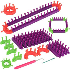 Aeeque Hat Scarf Loom Set, Knitting Aid for Arthritis, Knitting Ring Knitting Machine with Loom Knitting Hook and Sewing Needles, Beginner Plastic Auxiliary Tool, Knitting Frame for Socks, Scarf,