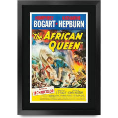 HWC Trading FR A3 African Queen Humphrey Bogart, Katharine Hepburn Gifts Ducked Poster Signed Autograph Photo for Fans of Film Memorabilia - A3 Framed