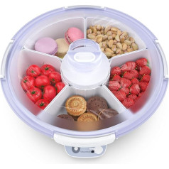 TIANG Electric Vacuum Sealed Split Plate - Split Serving Tray with Lid, Portable Snack Box Container for Sealing Dried Fruits, Snacks and Fruits