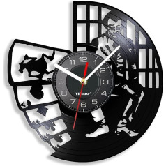 Viiluuxr 30 cm Vinyl Wall Clock, Silent Battery Operated Clown Playing Cards, Decorative Records Clock for Kitchen, Living Room, Children, Friends, Family, Birthday (Black without LED)