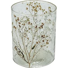 Creative Co-Op Recycled Glass Votive Holder with Natural Botanicals, Clear