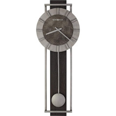 Howard Miller Cass City Wall Clock II 549-544 - Rectangular Metal Frame in Antique Silver with Satin Ebony Panel Home Decor Pendulum & Quartz Movement