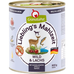 Granatapet liebling´s mahlzeit brieža gaļa un lasis mitrā barība suņiem 800g