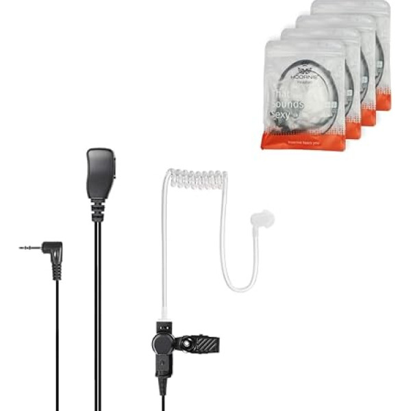 Hoornie Radio Headset (4-Pack) for Motorola TLKR and TalkAbout Series TLKR-T60, TLKR-T61, TLKR-T62, TLKR-T72, TLKR-T80, TLKR-T81, TLKR T82 Extreme, TLKR T92 H2O with 10 (x4) Ear Plugs
