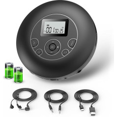 DESOBRY Portable CD Player, Rechargeable Discman CD Player with Headphones, Hold Lock and Anti-Shock Function, CD Player Author with AUX, LCD Screen CD Player