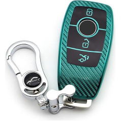 M.JVisun Car Key Cover for Mercedes-Benz 2019-2022 A Class C Class G Class 2017-2022 E Class 2018-2021 S Class Electroplated TPU Case with Metal Key Fob Green