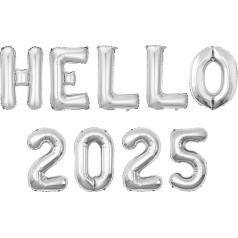 Hallo 2025 Neujahrsballons, Happy New Year Dekorationen 2025, Goldfolie Zahlenballons für Nye Party Dekorationen, Frühlingsfest, Chinesische Neujahrsdekorationen 2025 Weihnachtsfeier (Silber)