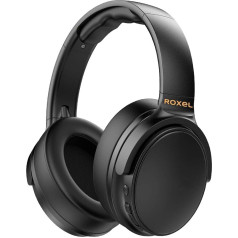 Roxel RX-H550BT Wireless Over Ear Foldable Headphones with Microphone, Bluetooth 5.0, 15 Hour Battery Life, Black, Unisex, for Smartphones, Tablets, Smart TV