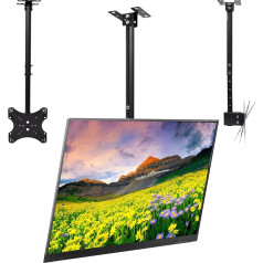 Monitor & TV Ceiling Mount for Most 14-42 Inch Small TVs up to 30 kg, Max. VESA 200 x 200 mm, Height-Adjustable Ceiling TV Bracket for Cabinets or Sloping Roof