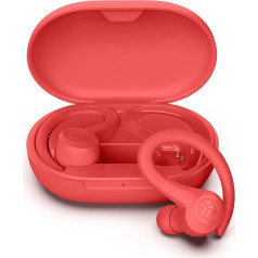 JLab Go Air Sport+ Bluetooth Headphones, Sports Headphones 35+ Hours, True Wireless In-Ear Headphones for Runners, Jogging, IP55 Sweat-Resistant, USB-C Charging Case, Be Aware Mode, Coral Red