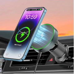 Tnibition MagSafe Car Mount 15 W Mobile Phone Holder Car with Charging Function, Compatible with Magsafe Charger, Car Mobile Phone Holder, Magnetic Wireless Charger for iPhone 16/15/14/13/12