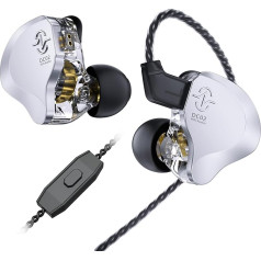 keephifi CCZ Solo DC02 In-Ear Monitor Headphones with Cable and Microphone IEM, Dual Magnetic Circuit DD IEM Bass Headset, PU + PET Composite Membrane, Galvanised Shiny Metal Earphones for Musicians,