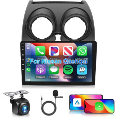 Hodozzy Android Car Radio for Nissan Qashqai J10 2006-2016 Wireless Carplay Android Car Mirror Link, Android Radio 2 DIN 9 Inch Touchscreen Bluetooth HiFi Navigation WiFi FM RDS Radio Reversing Camera