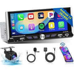 Hikity [2+64G] Android 13 Car Radio 1 DIN with Wireless Carplay Android Car, 6.9 Inch Touch Display Car Radio with Screen Bluetooth Hands-Free Kit GPS WiFi FM RDS Mirror Link Reversing Camera