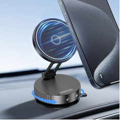 LengSuaa Vacuum Magnetic Phone Holder for Car, Upgraded Car Suction Phone Holder for Your Car and All Smooth Surfaces, Compatible with All Phone Types (Black)