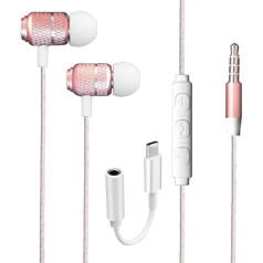 AMPLE Headphone for Galaxy S24 FE/A36/A56/A26/S23/Z Flip 4/Z Fold 4/A34/A54/S22/S22 Plus Ultra/S21 FE/A90 5G - Wired Bass Stereo In-Ear Headphones (USB C to 3.5mm Jack Included