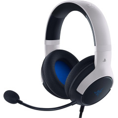 Razer Kaira X Wired Headset for Playstation 5 (50 mm Driver, Hyperclear Cardioid Microphone, Volume Control, Microphone Mute Button) Black/White