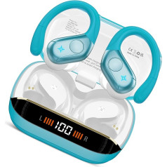 Bluetooth Headphones Sport, 75H, In-Ear Headphones Wireless Bluetooth 5.4, HiFi Stereo, Earphones with 4 HD ENC Mic, LED Display, IP7 Waterproof Wireless Headset with Ear Hooks, for Jogging / Work