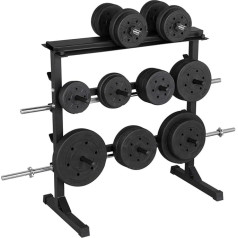 Yaheetech Weight Rack with 300 kg Maximum Load Capacity, for Barbells and Weight Plates, Non-Slip