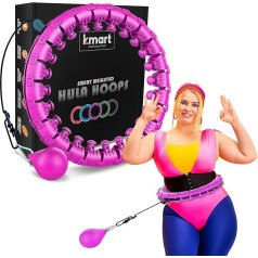 K-MART Smart Hula Ring, Hoop for Adults, Fitness Ring, Weighted 24 Removable Segments, 360 Degree Massage, Automatic Rotating Ball, Gymnastics, Massage, Fitness, Weight Loss, Pink