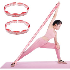 Stretch-Gurt, elastischer Yoga-Gürtel, Stretchgurt mit 9 Schlaufen für Tanz, Pilates, Yoga, Gymnastik, Physiotherapie, Geschenk geeignet für kleine Tänzer, 2 Stück