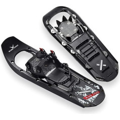 Black Crevice Snow shoes for men and women, snow shoes for hiking made of lightweight plastic, snow shoes for shoe size 36 to 48, two different sizes for different load capacity