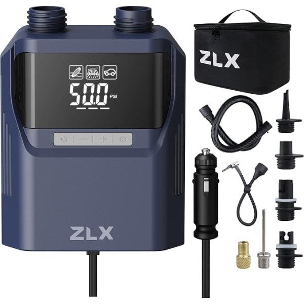 ZLX Elektrische Luftpumpe, 50PSI SUP Pumpe, Hochdruck Doppelstufen Paddel Brett Zubehör für aufblasbare Kajaks, Boote, Zelt, Luftmatratzen