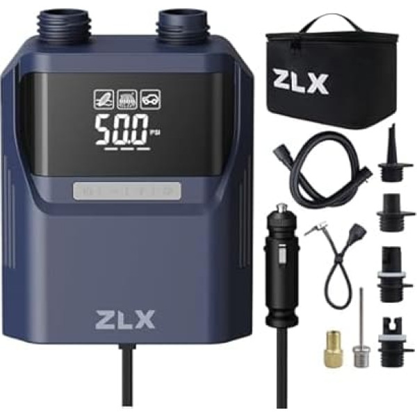 ZLX Elektrische Luftpumpe, 50PSI SUP Pumpe, Hochdruck Doppelstufen Paddel Brett Zubehör für aufblasbare Kajaks, Boote, Zelt, Luftmatratzen