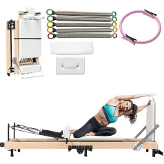 WENMEE Multifunctional Pilates Machine, Foldable Pilates Machine Made of Wood with Reformer Box, Springboard for Home Training Core Trainer