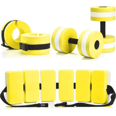 Motionchic 5 Piece Aquatic Exercise Set with 2 Ankle Swim Weights, 2 Lightweight Water Exercise Dumbbells and Swim Belt, Pool Training Equipment for Aquatic Aerobic Exercise