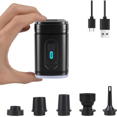 Portable Electric Air Pump, Mini Air Pump Air Mattress Pump with 5 Nozzles, Portable Pump 4000 Pa Rechargeable Battery Air Pump for Mattress, Vacuum Bag, Paddling, Pool Float
