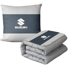 QYPLKJHG Reisedecke Kissen 2 in 1 für Suzuki Kizashi 2009-2014, Autokissen Decke mit Auto Logo Reisedecke für Auto Kuscheldecke Auto Decken Kissen Flugzeugdecke Auto Accessoires,A
