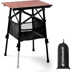 Odoland Camping Table Height Adjustable with Storage Bag, 40 x 30 cm, Lightweight Folding Aluminium Table, Foldable Balcony Table for Beach, Camping, Picnic, Garden, Fishing
