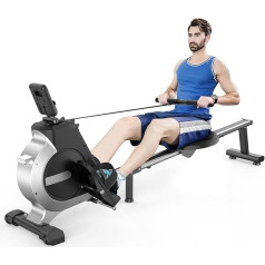 Neezee Rowing Machine with LCD Monitor, 16-Level Magnetic Resistance, Space-Saving, Improved Flywheel, Extremely Quiet Rowing Machine, 135 kg Load Capacity, Family Rowing Machine