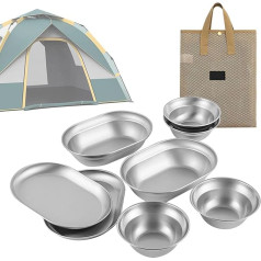 Metal Camping Plate Stainless Steel Tableware Set Rustproof Camping Serving Plate Campfire Solid Elevate Outdoor Dining Experience Stainless Steel Camping Plate Unforgettable Camping