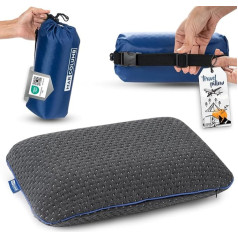 Marcolumb Travel Pillow, Camping Pillow, Ergonomic Memory Foam Pillow with Temperature-Regulating Cover, Oeko-Tex, Made in Green
