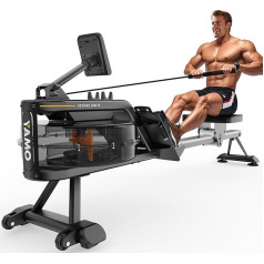 YAMO Rowing Machine for Home, Water Rowing Machine with LCD Display, Water Resistance Rowing Machine with 158 kg Weight Capacity, Rowing Machine with 44 Days Kinomap App Membership, MR26 / YR40