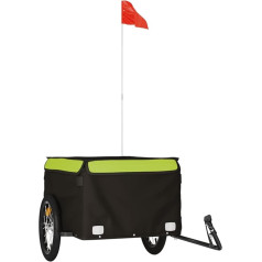 Iron & Oxford Fabric Bicycle Trailer, 45 kg, Black & Green, Robust & Versatile for Families & Outdoor Adventures
